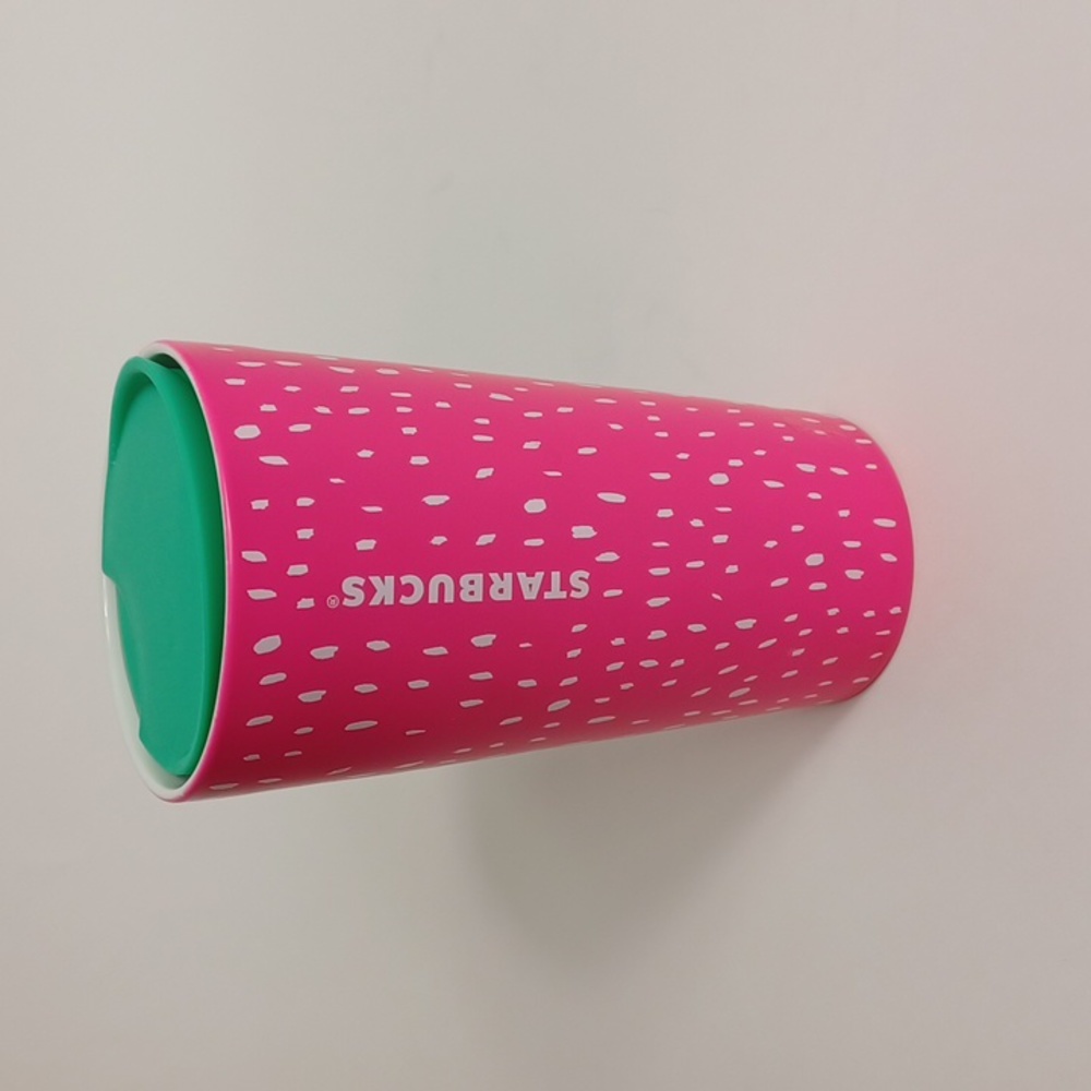 Starbucks 2022 Strawberry Seed Ceramic Travel Mug Tumbler - Summer Pink - READ